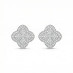 Elegant quatrefoil cross cluster earrings in sterling silver with sparkling pave diamonds