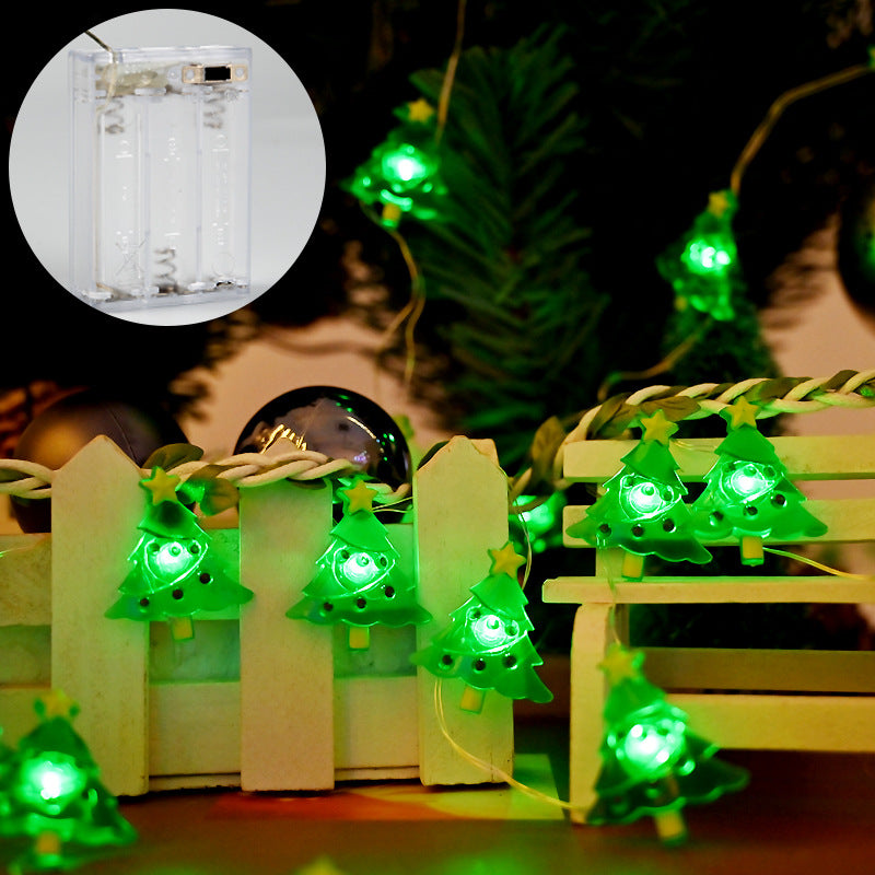 Green LED Christmas tree-shaped light string on dark background Main image
