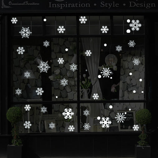 Waterproof snowflake wall sticker on glass window - Christmas home accessories