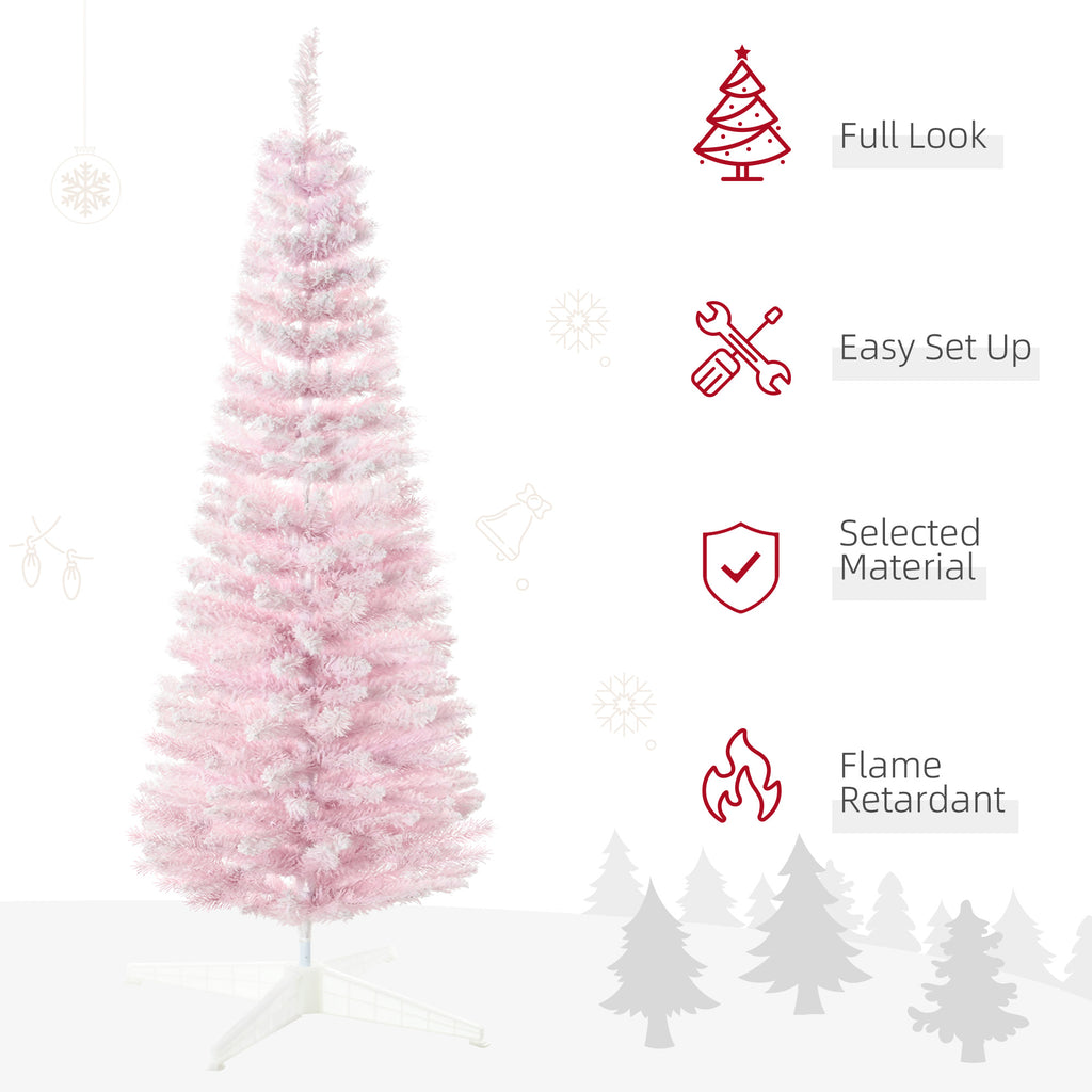 5 Foot Pink Snow-Flocked Pencil Christmas Tree