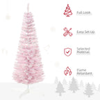 5 Foot Pink Snow-Flocked Pencil Christmas Tree