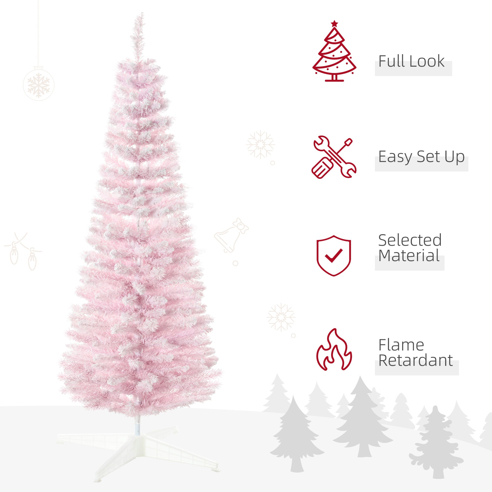 5 Foot Pink Snow-Flocked Pencil Christmas Tree