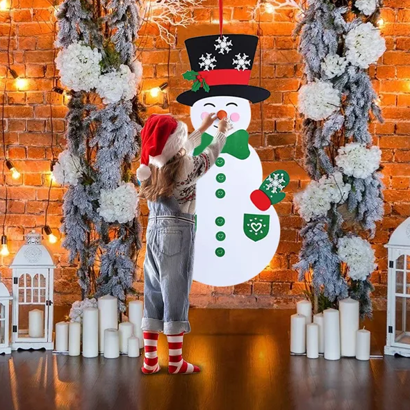 Craft materials including gloves and accessories for snowman