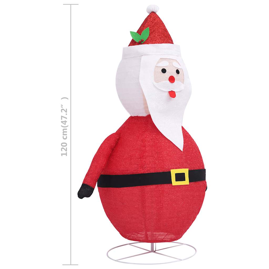 Red fabric and steel construction details on LED Santa piece