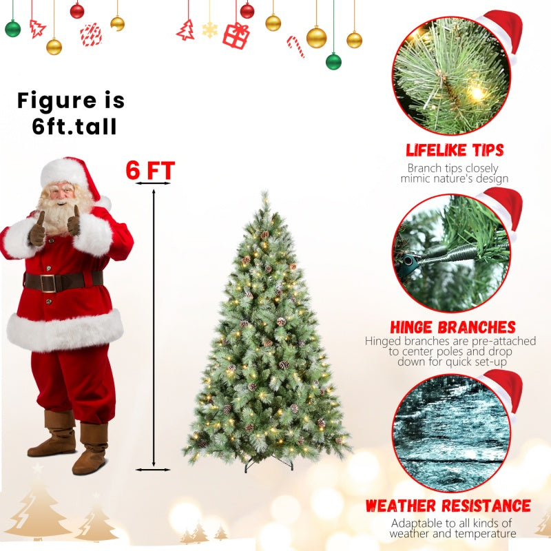 Pre-lit Christmas tree in a warm living room with fireplace and holiday stockings nearby