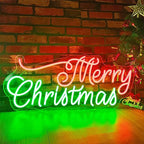 Glowing Christmas neon signboard as seasonal home accent