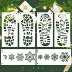 Christmas footprint templates arranged in 6-piece set for holiday crafting
