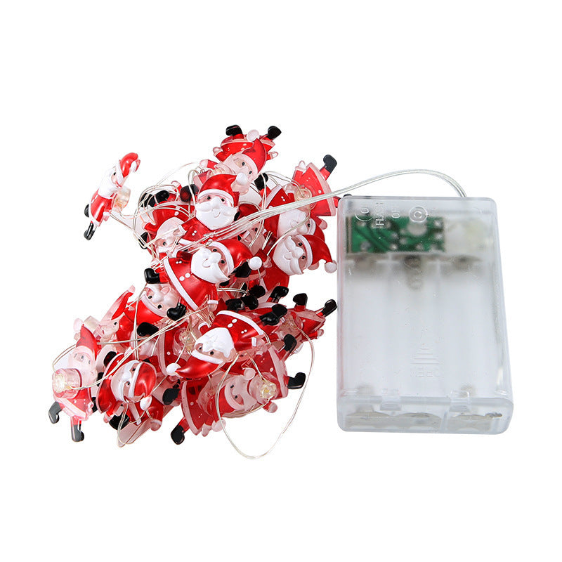String of 20 LED Christmas lights featuring Santa, tree, candy cane and snowflake designs