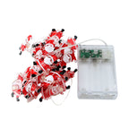 String of 20 LED Christmas lights featuring Santa, tree, candy cane and snowflake designs