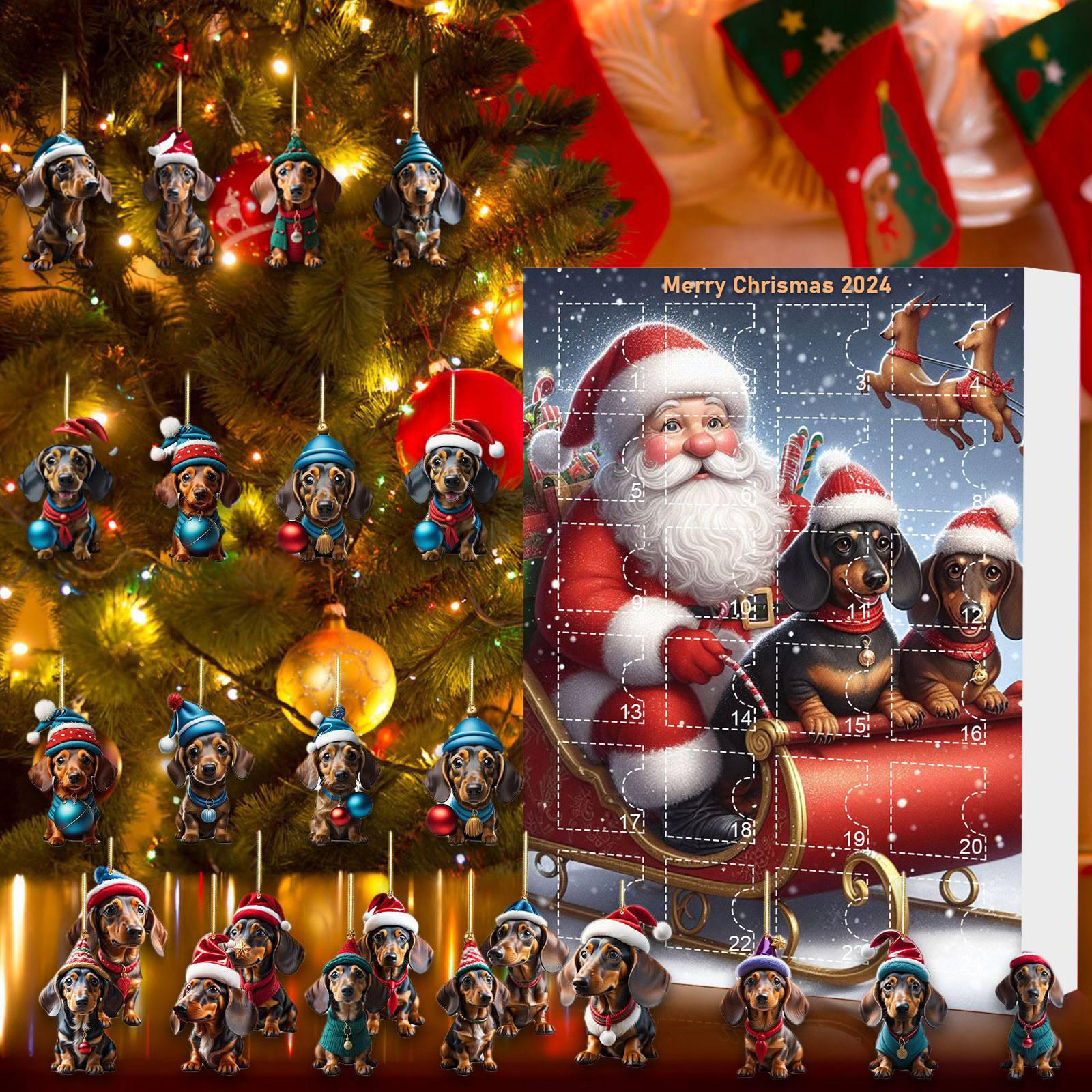 Christmas Countdown Pet Pendant Decoration with festive holiday design