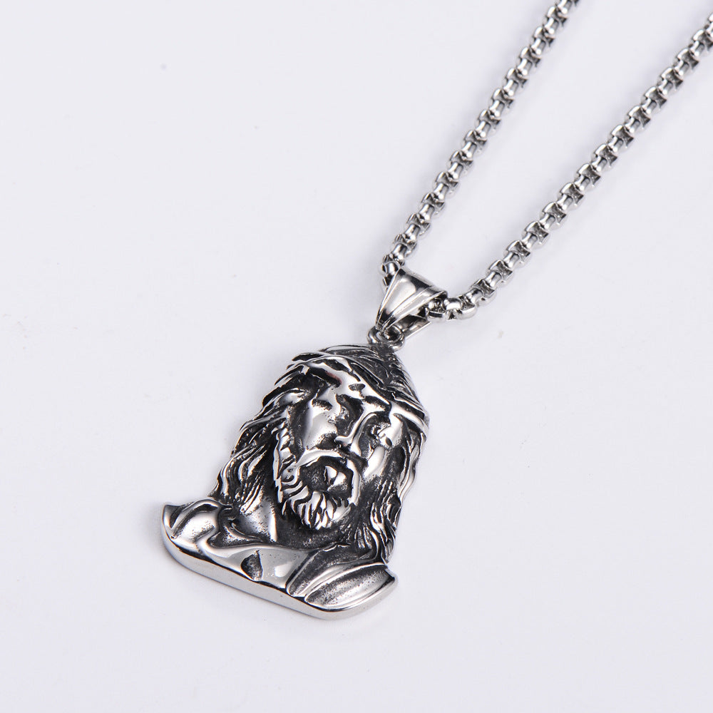 Jesus necklace on steel chain for daily wear