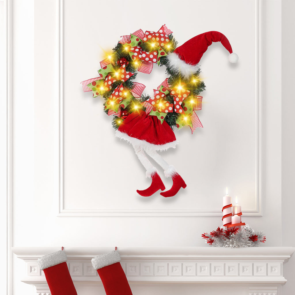 Red Christmas Elf Garland Pendant for Door Hanging