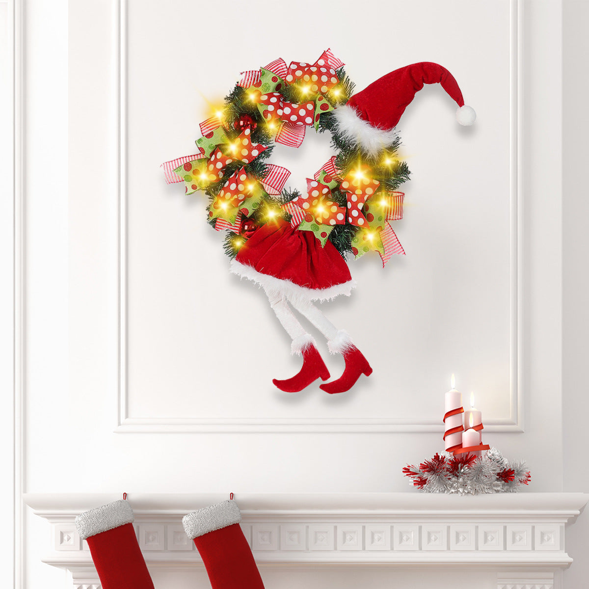 Red Christmas Elf Garland Pendant for Door Hanging