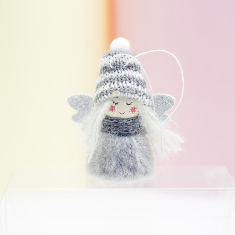 Blue plush angel Christmas ornament in traditional Christian style