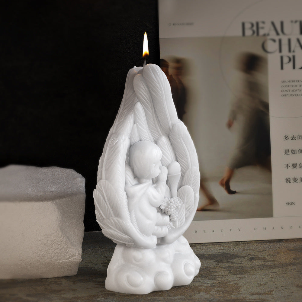 Creative prayer candle mold with angelic wing shape