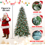 Christmas tree with natural-looking pine cones and red berries