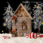 Wooden holiday advent calendar with small numbered compartments for Christmas countdown