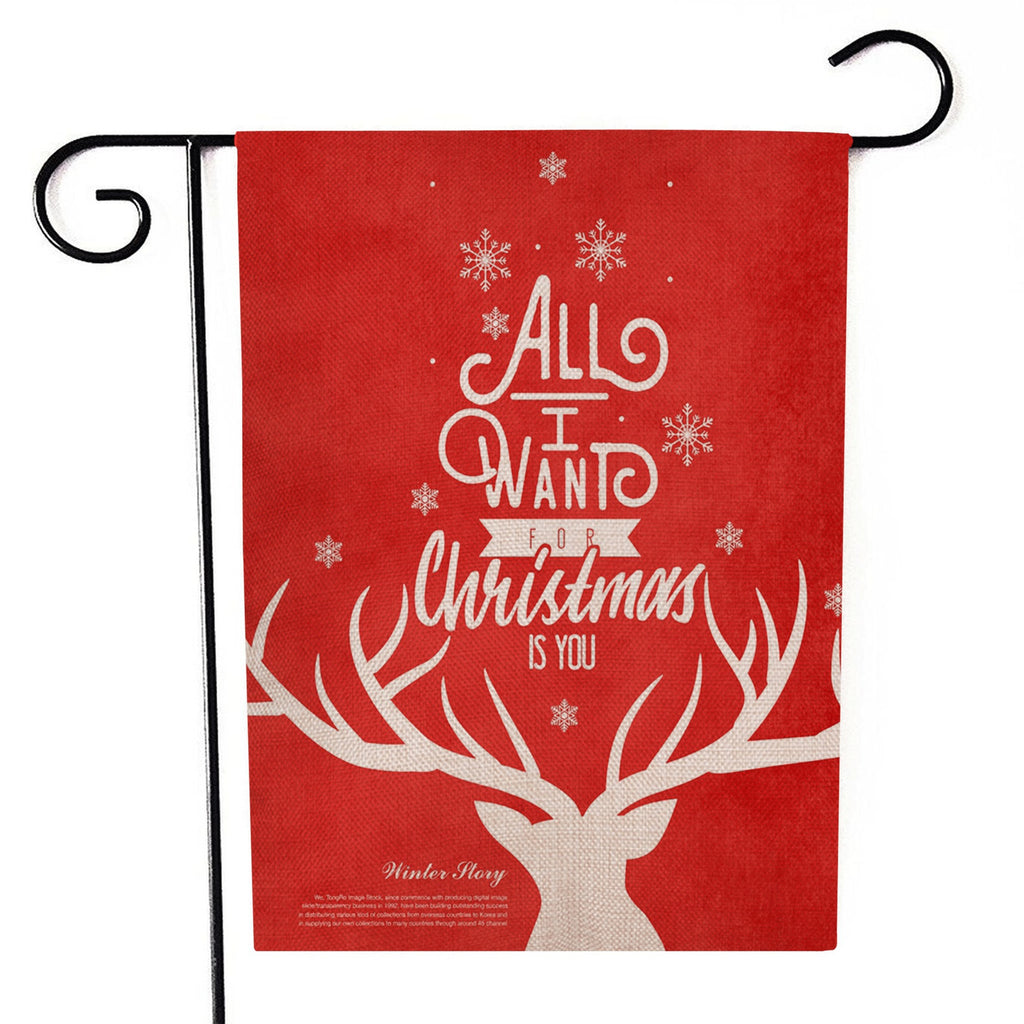 Santa Claus garden flag showing holiday spirit with linen texture detail