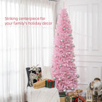 Christmas tree branches in pink showing full lush appearance