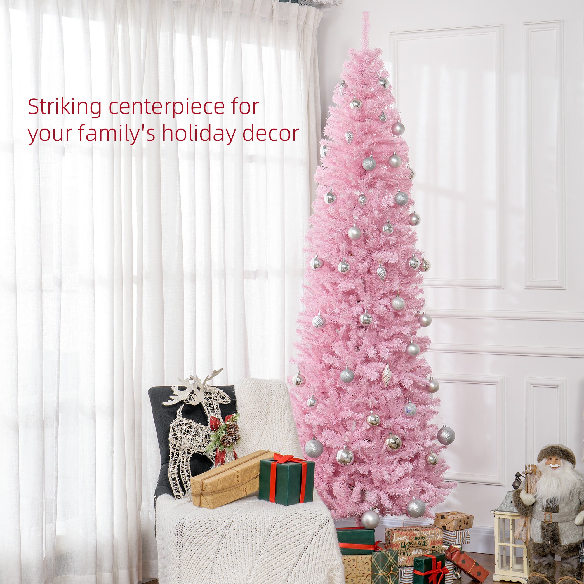 Christmas tree branches in pink showing full lush appearance