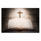 Art Deco canvas painting with Jesus cross and sunshine design for wall display