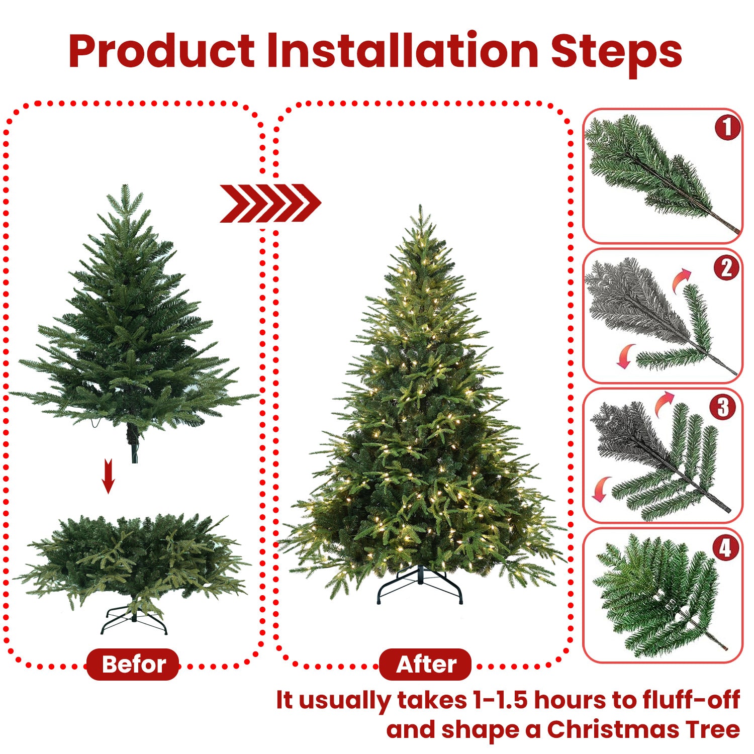 Green Pre-Lit PVC Christmas Tree - Holiday Home Decor Secondary image