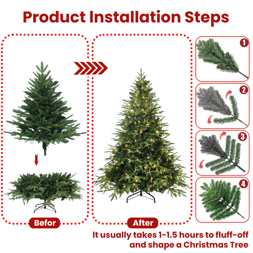 Set of 4ft to 9ft green Christmas trees showing various height options