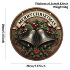 Handcrafted wooden tag with holiday message for doorway