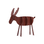 Group of wooden elk ornaments in various poses for Christmas tree decoration