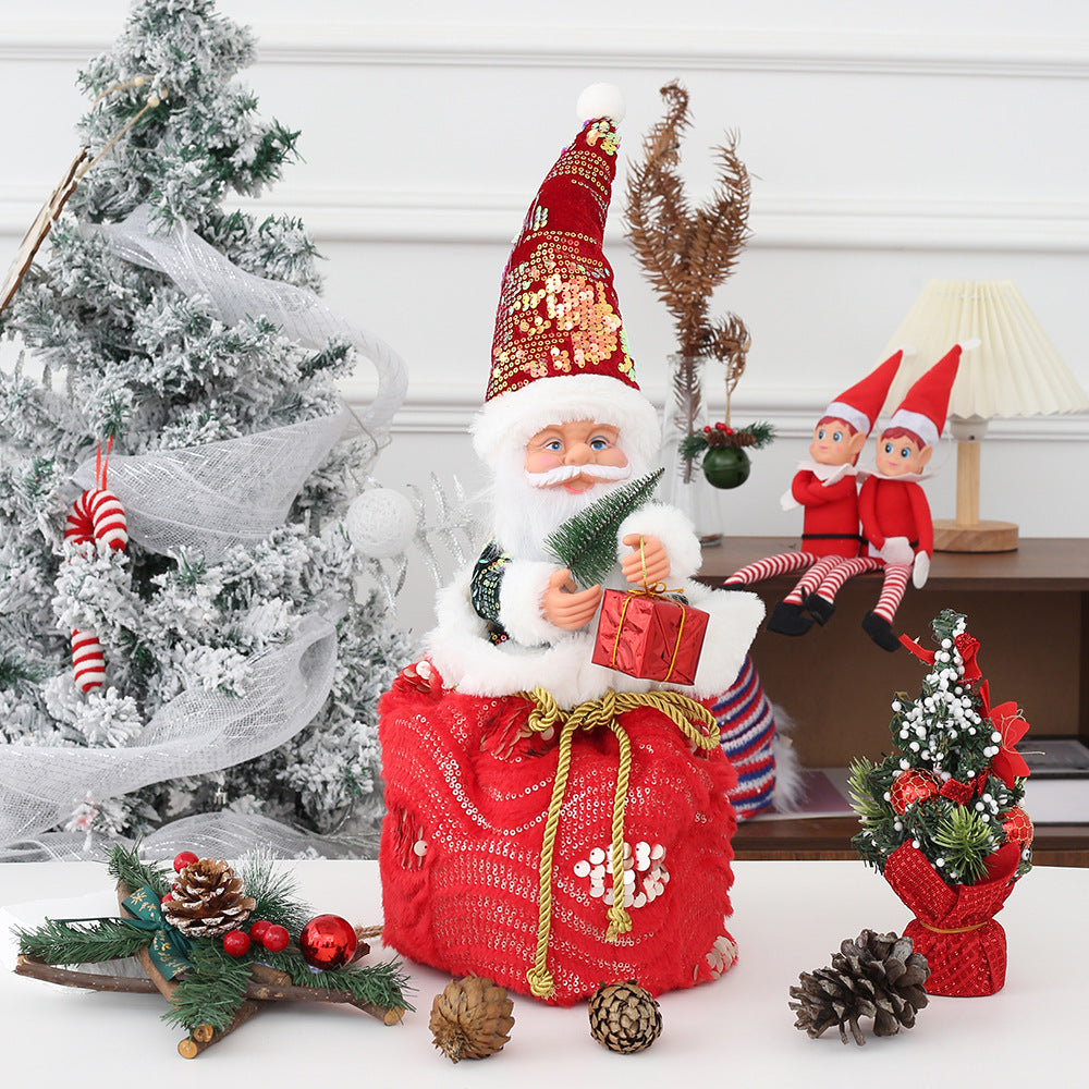 Playful Santa Claus figure with toy-like appearance for holiday home decor