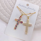 Gold Jesus Cross pendant necklace with delicate chain - Christian jewelry
