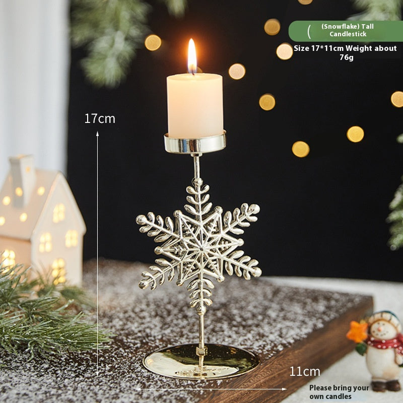 Romantic Wrought Iron Christmas Candlestick Decoration - Christian Home Decor