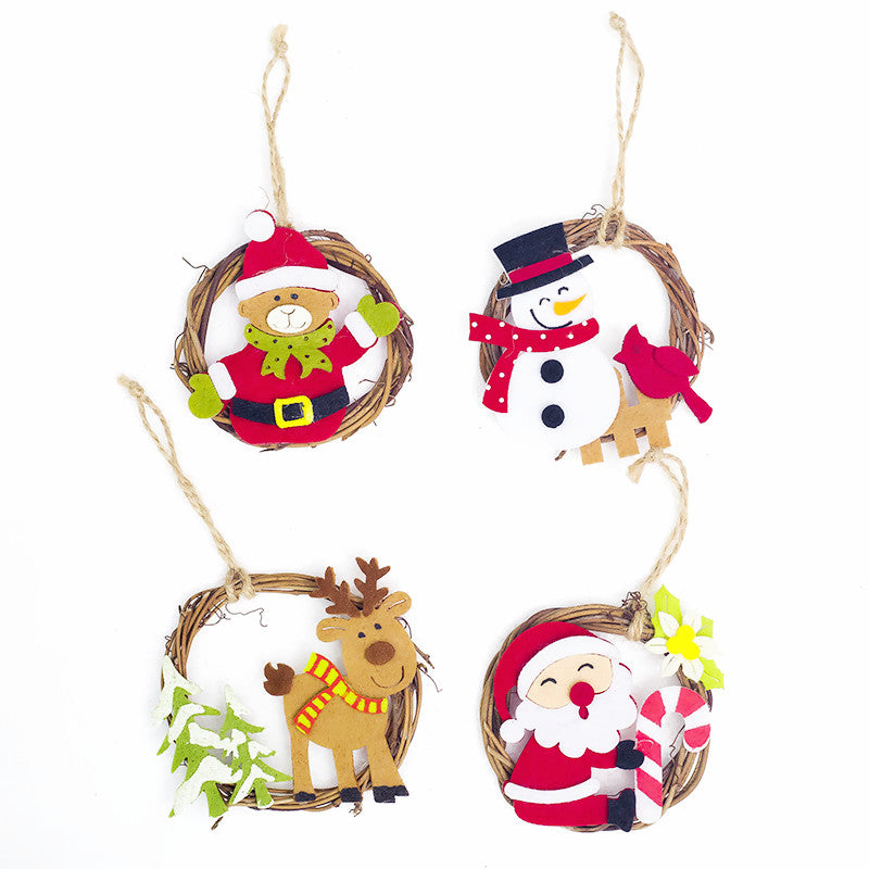 Handcrafted Christmas pendant with rustic wicker design for festive decor