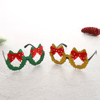Holiday celebration glasses frames with multiple Christmas design motifs