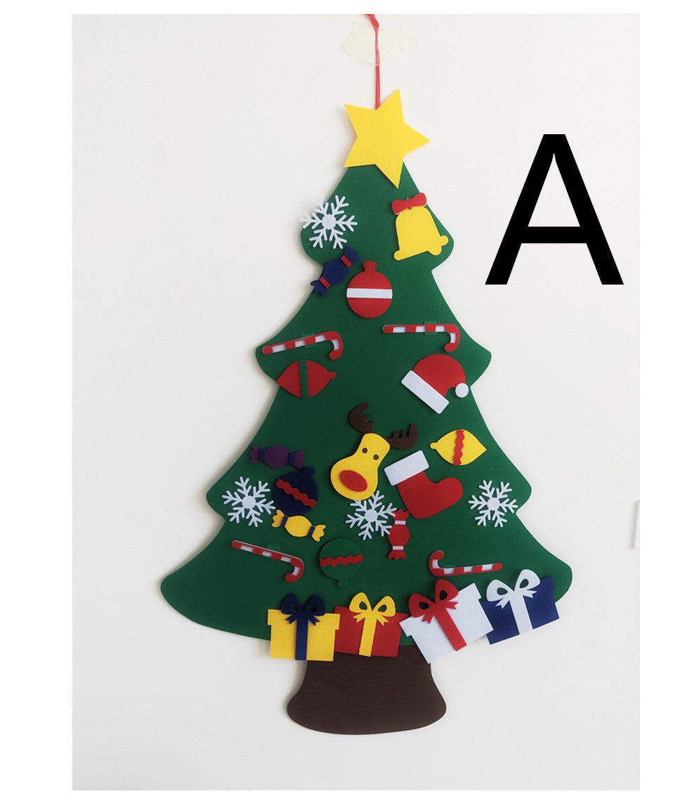 Multi-layer 3D felt Christmas tree with festive decorations