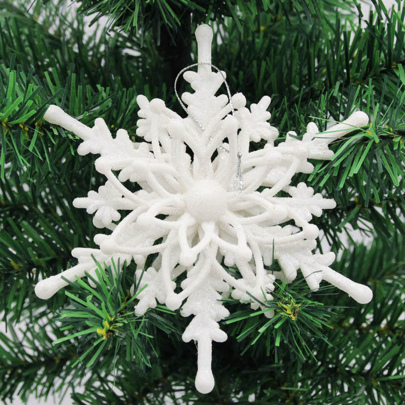 White 3D snowflake Christmas ornament with crystalline design for your tree