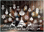 Holiday window stickers featuring reindeer and Santa Claus decorations