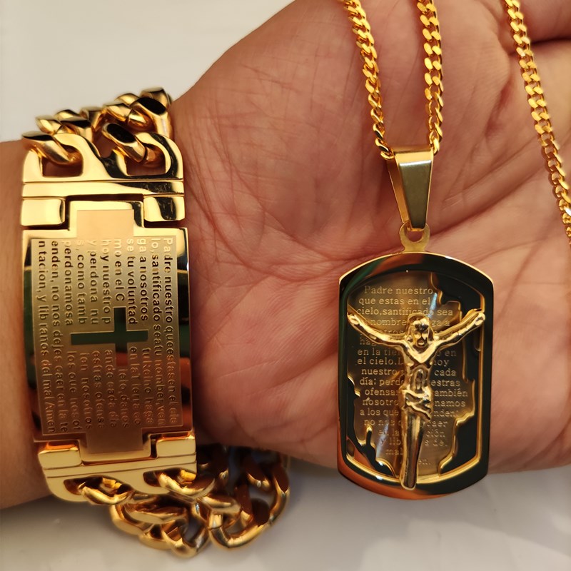 Cross pendant necklace lying flat jewelry display
