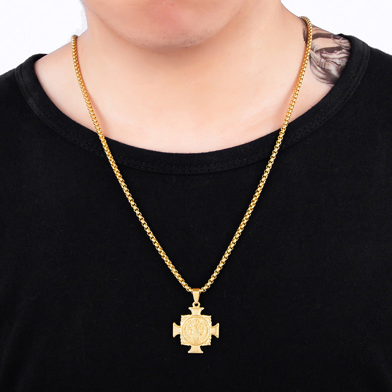 Faith jewelry pendant showcasing Saint Benedict devotion