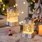 Small cartoon-style Christmas gift box ornament for holiday display