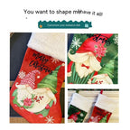 Red and green Christmas stockings together on display