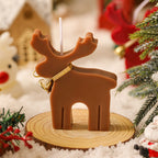 Close-up of intricate elk shape on handmade Christmas aromatherapy candle