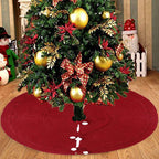 Christmas tree skirt featuring elegant wine red coloring for festive spaces