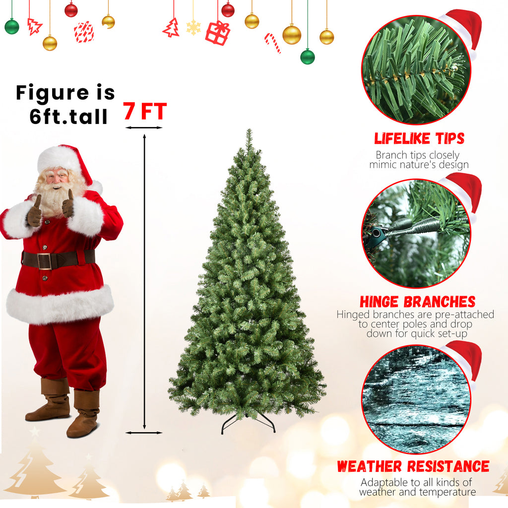 Prelit green Christmas tree with memory wire branches for holiday display