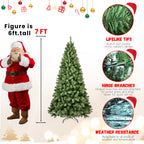 Prelit green Christmas tree with memory wire branches for holiday display