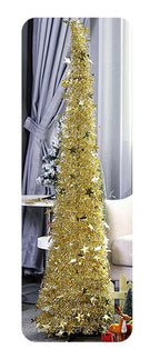 Sparkling sequin detail close-up on artificial Christmas tree branches