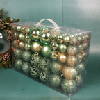 Christmas ornament balls in pink and rose gold tones