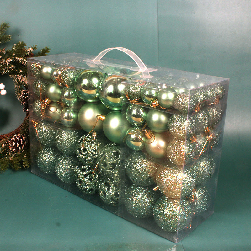 Christmas ornament balls in pink and rose gold tones