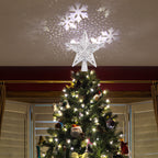 Silver star tree topper with 3-meter power cord detail