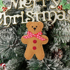 Set of three festive cookie bear ornaments in charming holiday design